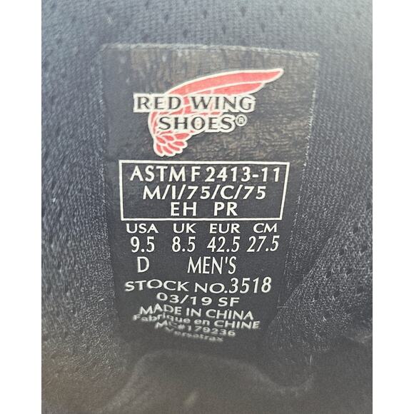 Red Wing 3518 Safety Toe Waterproof Tradesman Work Boots Size 9.5 D - Picture 9 of 9